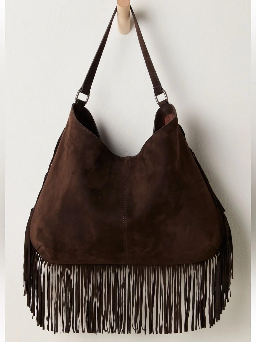 NWT Free People Finn Suede Fringe Shoulder Bag w/ Included Bag Charm